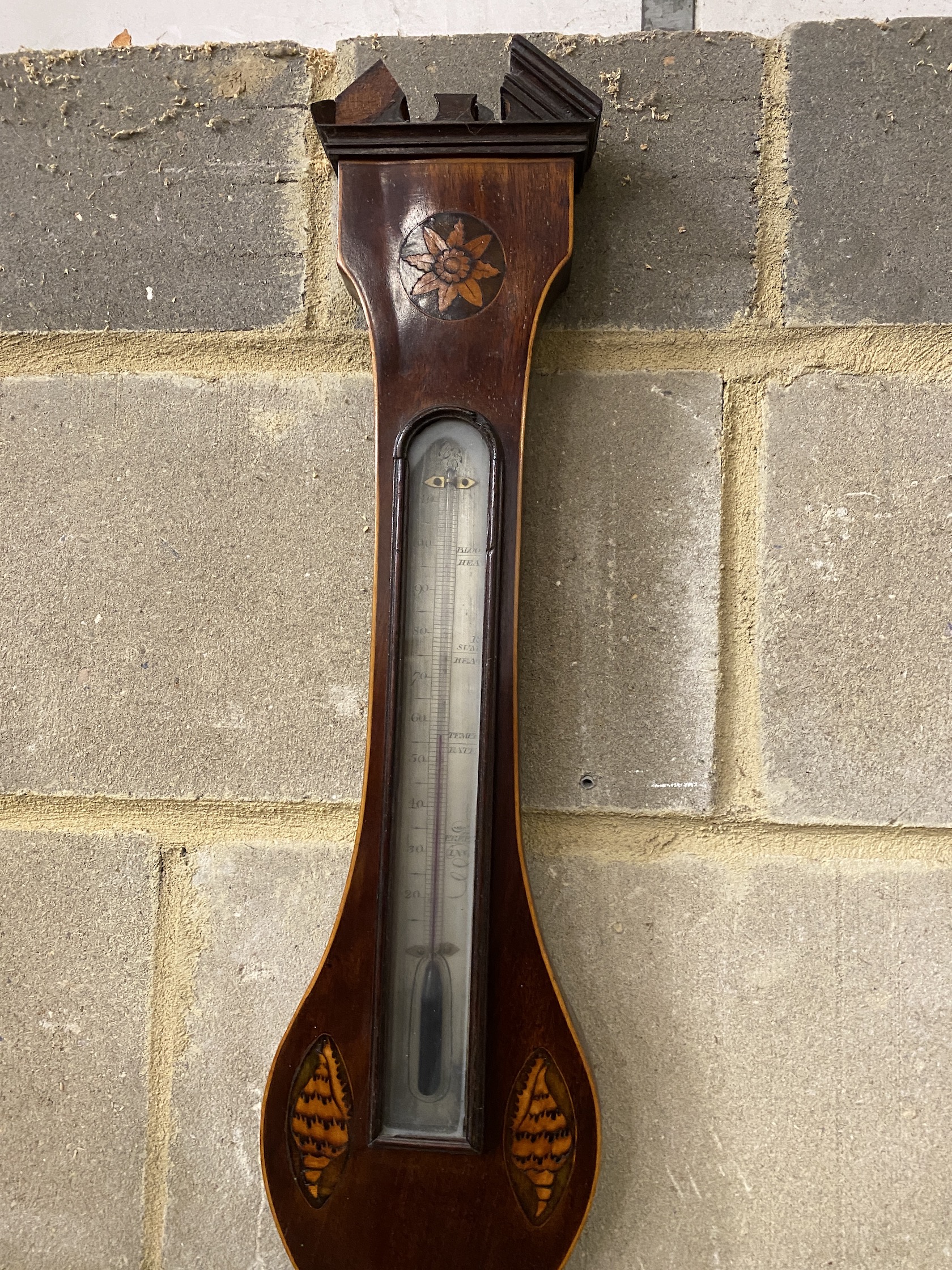 A Carletti George III inlaid mahogany wheel barometer, height 98cm